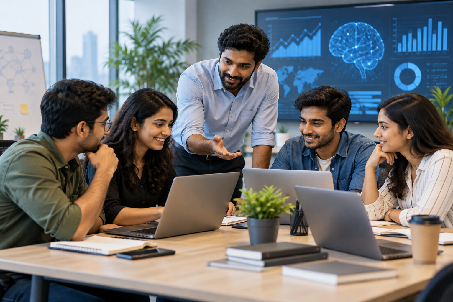 Young Indian professionals learning practical AI skills