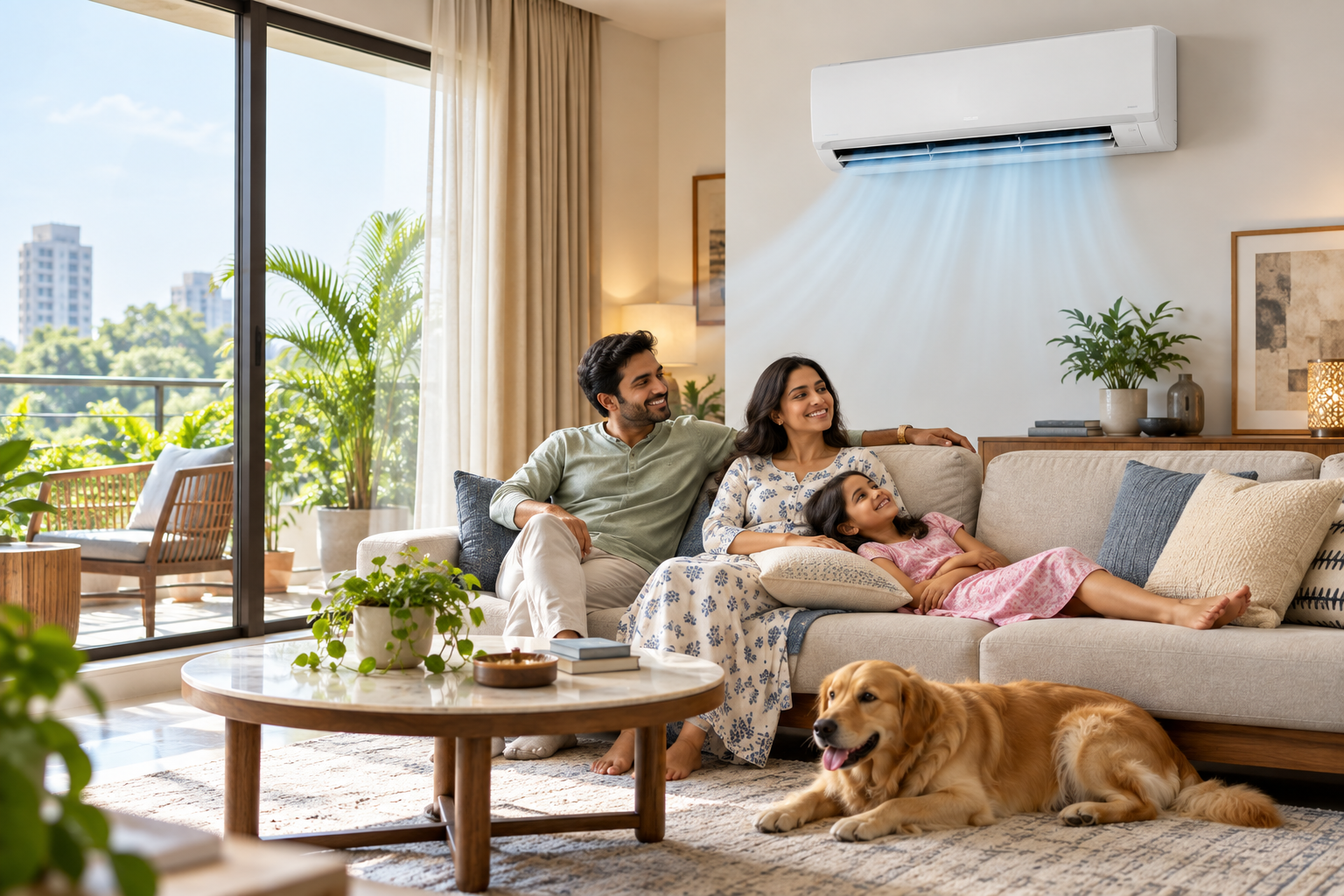 Inverter air conditioner in a modern Indian home